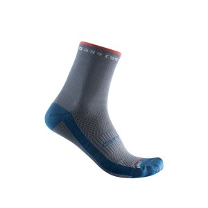 Calze Castelli Donna Rosso Corsa 11 Sock Light Steel Blue/Brillant Pink