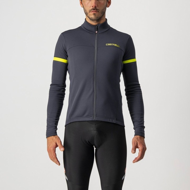 Maglia Castelli Maniche Lunghe Fondo 2 Fz - Dark Gray/Yellow Fluo Reflex Castelli