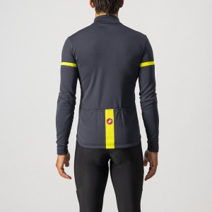 Maglia Castelli Maniche Lunghe Fondo 2 Fz - Dark Gray/Yellow Fluo Reflex Castelli