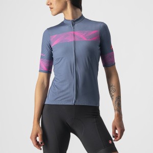 Maglia Castelli Donna Fenice Jersey - Light Steel Blue/Pink Fluo