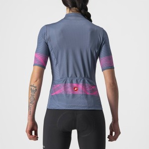 Maglia Castelli Donna Fenice Jersey - Light Steel Blue/Pink Fluo Castelli