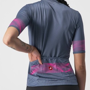 Maglia Castelli Donna Fenice Jersey - Light Steel Blue/Pink Fluo Castelli