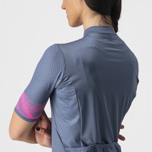 Maglia Castelli Donna Fenice Jersey - Light Steel Blue/Pink Fluo Castelli