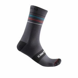 Calze Castelli Endurance 15 Sock - Dark Gray/Sky Blue/Red Castelli
