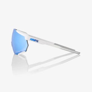 Occhiali 100% RACETRAP 3.0 - Matte White - HiPER Blue Multilayer Mirror Lens 100%