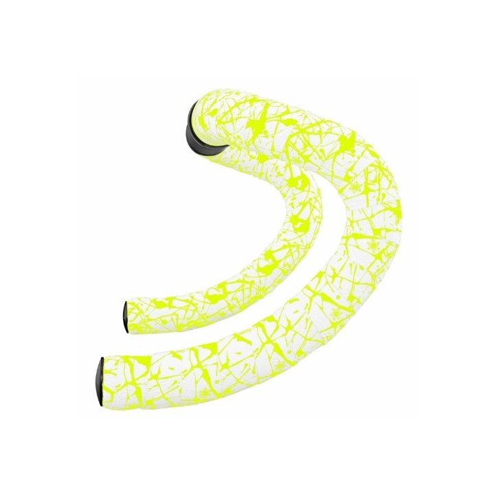 Nastro Manubrio Supacaz Super Sticky Kush Splat Limited White / Neon Yellow Black Star Plugz Supacaz